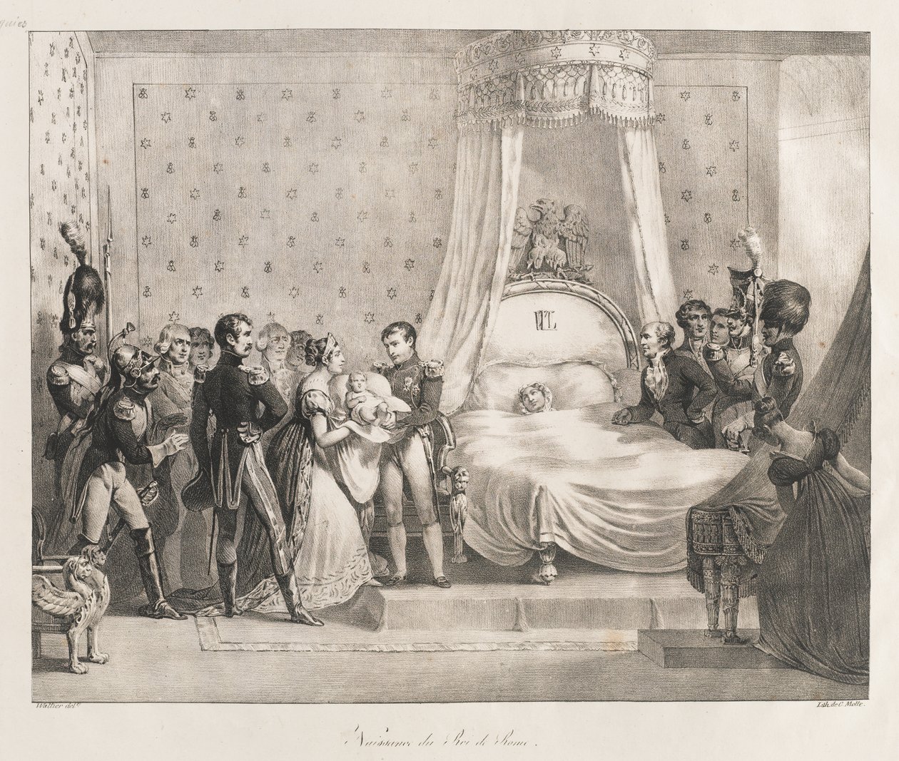 Rooman kuninkaan syntymä, 1800-luvun alku (litho) tekijältä Charles Etienne Pierre Motte
