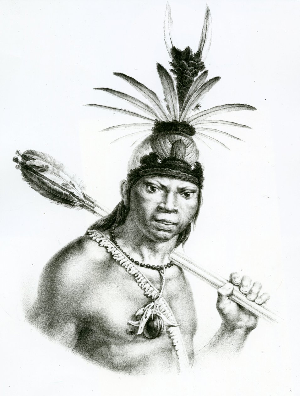 Päällikkö Camacan Montoyo Jean Baptist Debretin teoksesta Pittoresque and Historical Trip to Brasilian, 1834 tekijältä Charles Etienne Pierre Motte