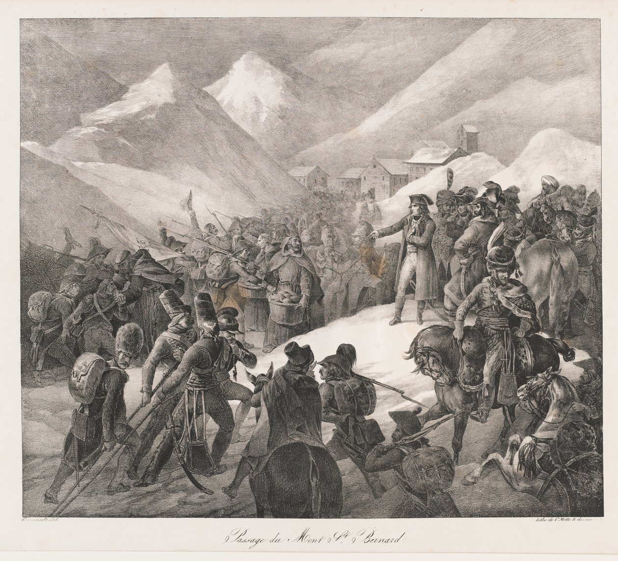 St. Bernardin ylitys, 1800-luvun alku (litho) tekijältä Charles Etienne Pierre Motte