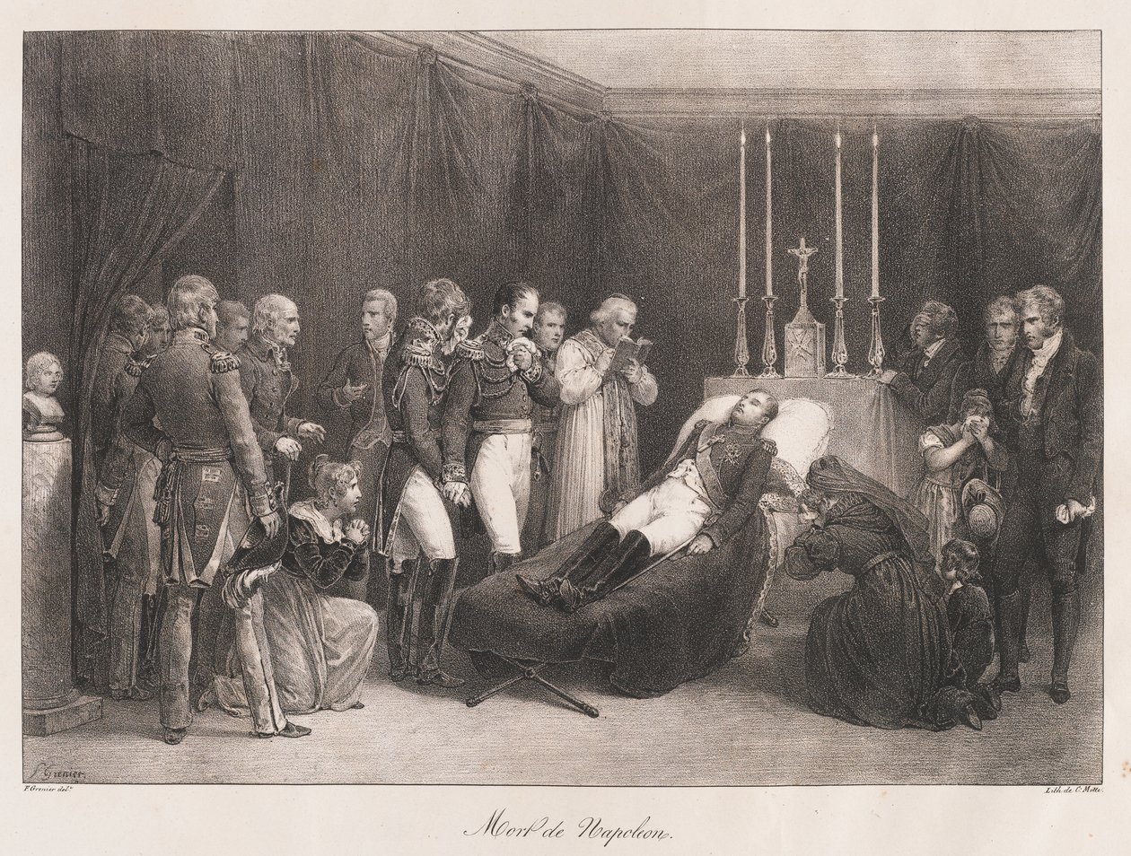 Napoleonin kuolema 1800-luvun alussa tekijältä Charles Etienne Pierre Motte