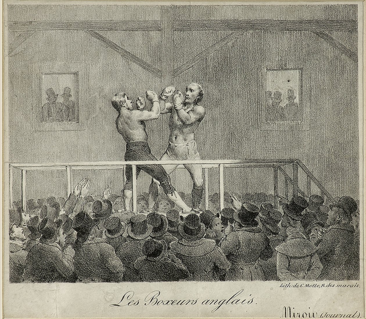 Englannin nyrkkeilijät (litho) tekijältä Charles Etienne Pierre Motte