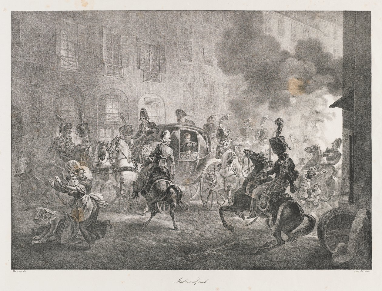 Infernal Machine, 1800-luvun alku (litho) tekijältä Charles Etienne Pierre Motte