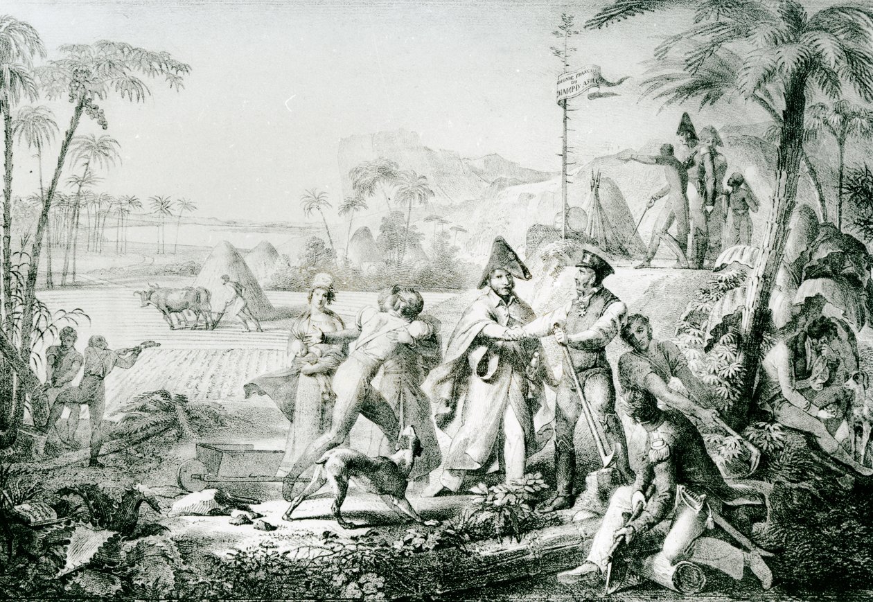 Vain bayt-puut kasvavat ilman viljelyä, esimerkki kenraali Lallemandille (1774-1839) Champ dAsilessa, 1819, Rullmannin jälkeen tekijältä Charles Etienne Pierre Motte