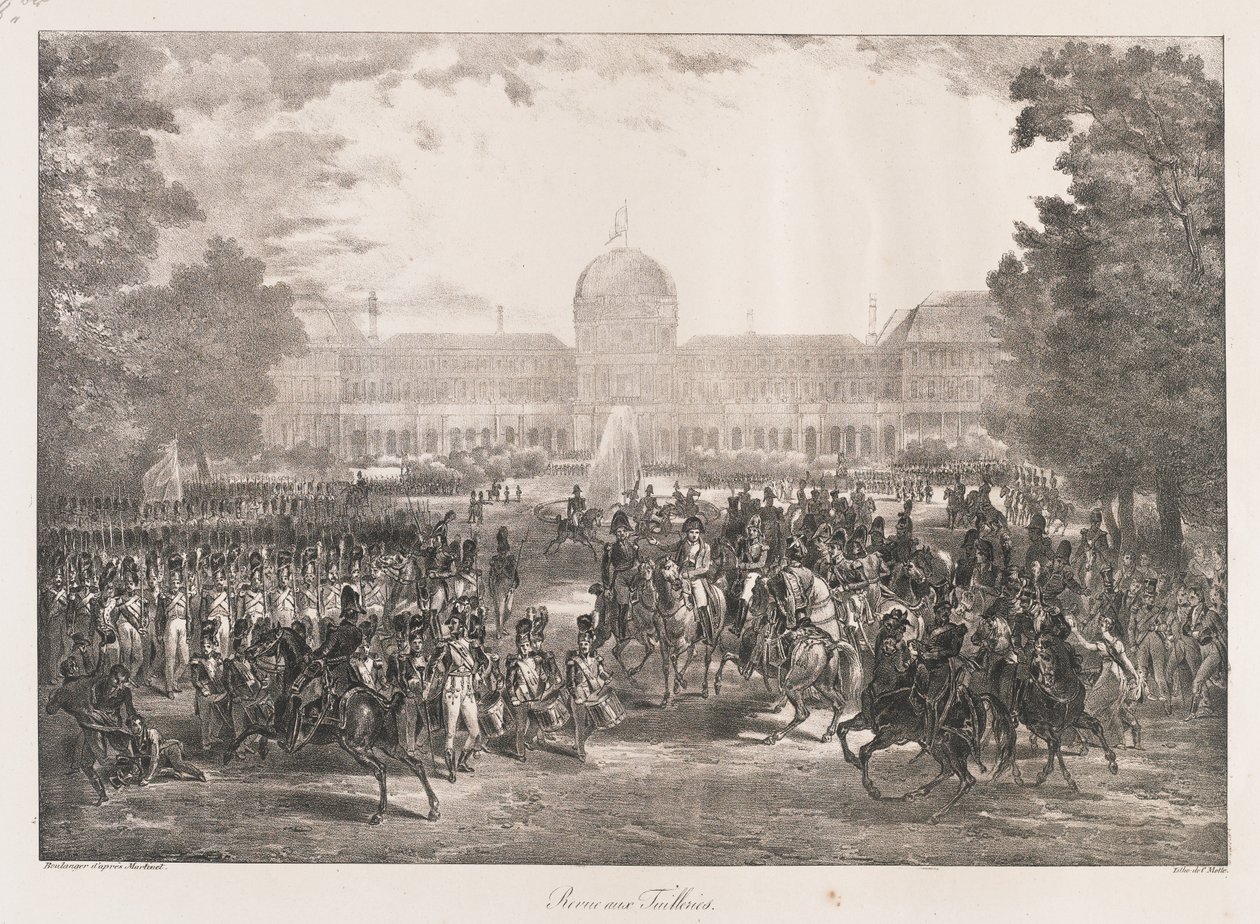 Katsaus Tuileriesista, 1800-luvun alku (litho) tekijältä Charles Etienne Pierre Motte