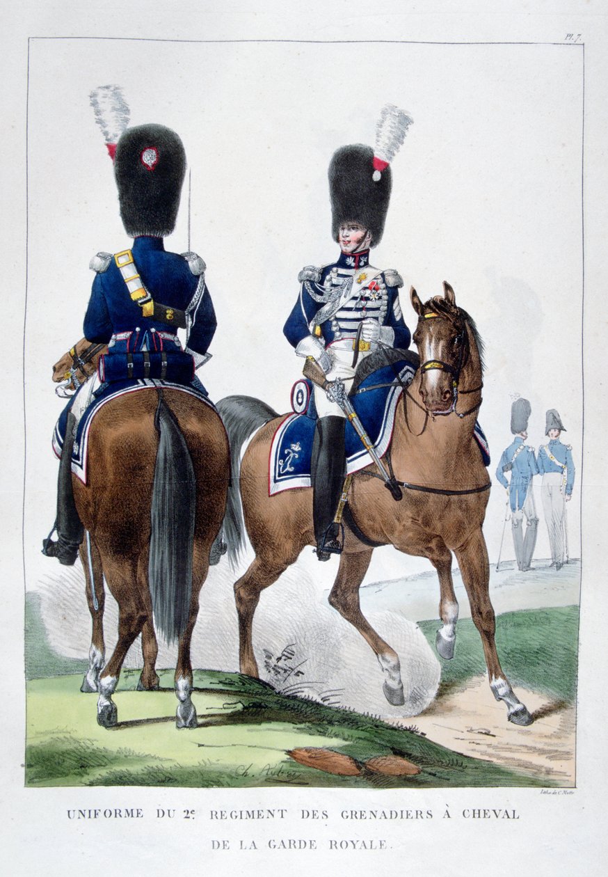 Hevoskranatiereiden 2. rykmentin univormu, Ranska, 1823. tekijältä Charles Etienne Pierre Motte