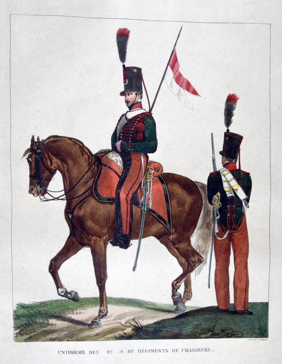 9. ja 10. ratsastajarykmentin univormut, 1823. tekijältä Charles Etienne Pierre Motte