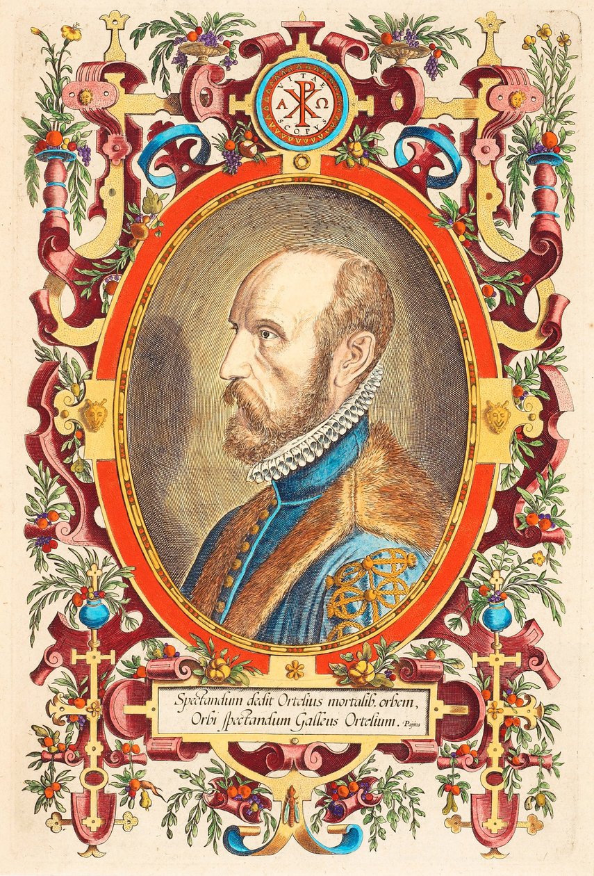 Abraham Orteliuksen muotokuva 1527-1598 Lähde: Maailman teatteri, 1579 tekijältä Charles Fenderich