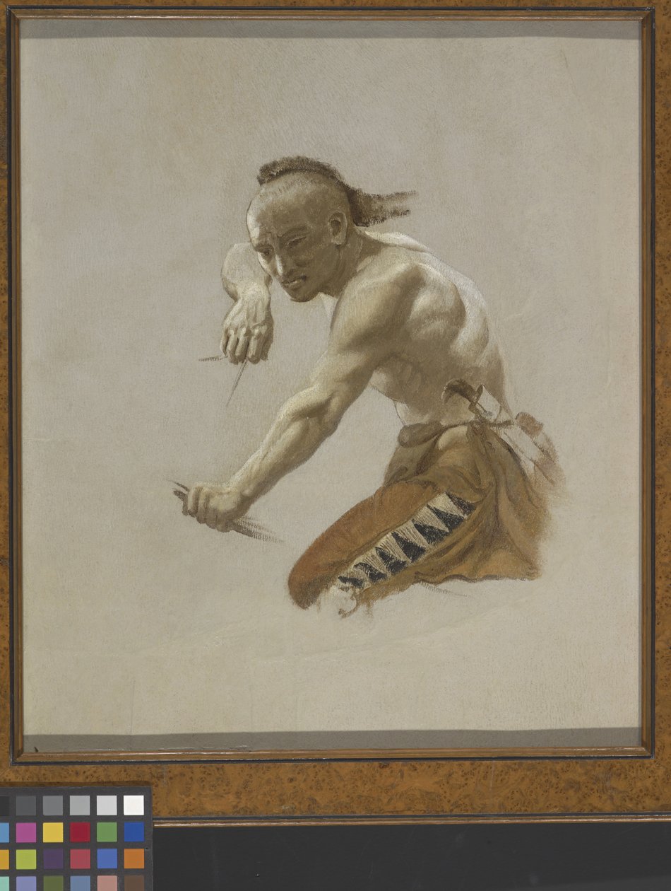 Intiaanien tutkimus intiaanien Buffalo Huntissa (öljy paperille kankaalle kiinnitettynä) tekijältä Charles Ferdinand Wimar