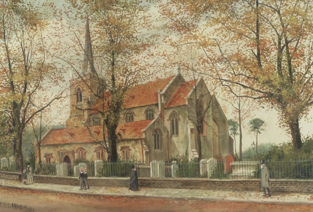 Näkymä St Marys Churchille, Stoke Newington tekijältä Charles Francis