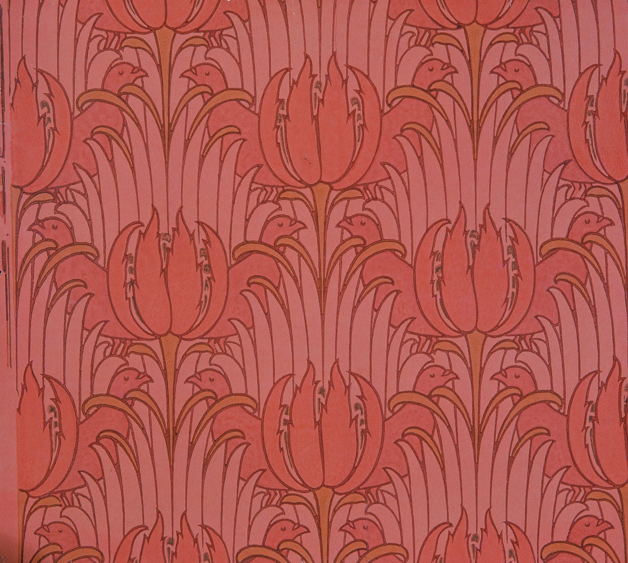 Taustakuvan on suunnitellut Voysey, Victorian tekijältä Charles Francis Annesley Voysey