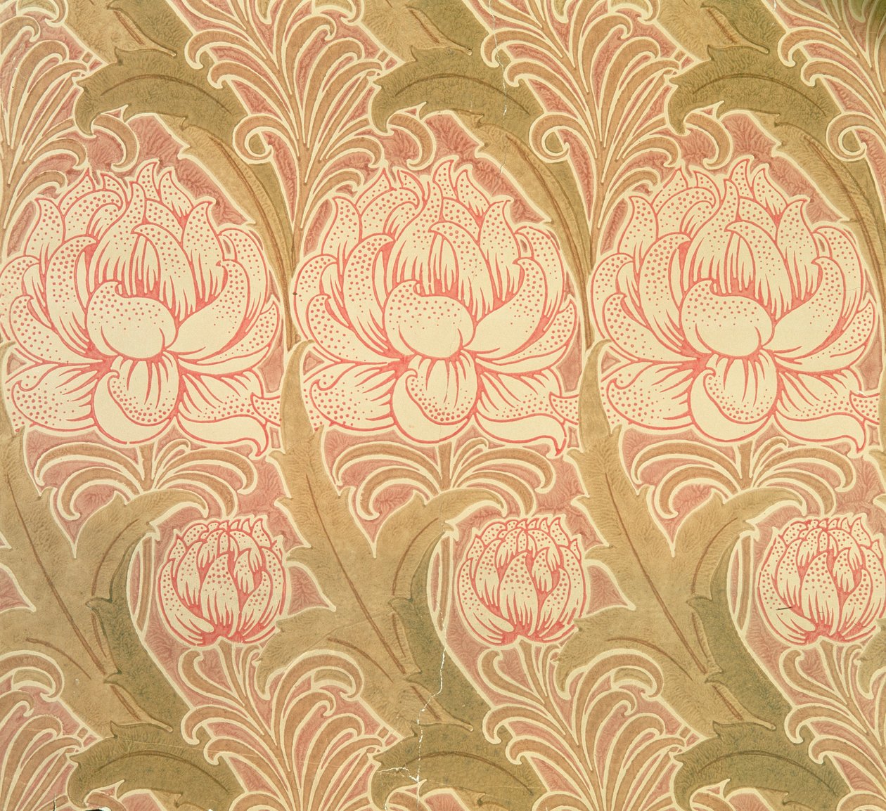 Taustakuvan on suunnitellut Voysey, Victorian tekijältä Charles Francis Annesley Voysey
