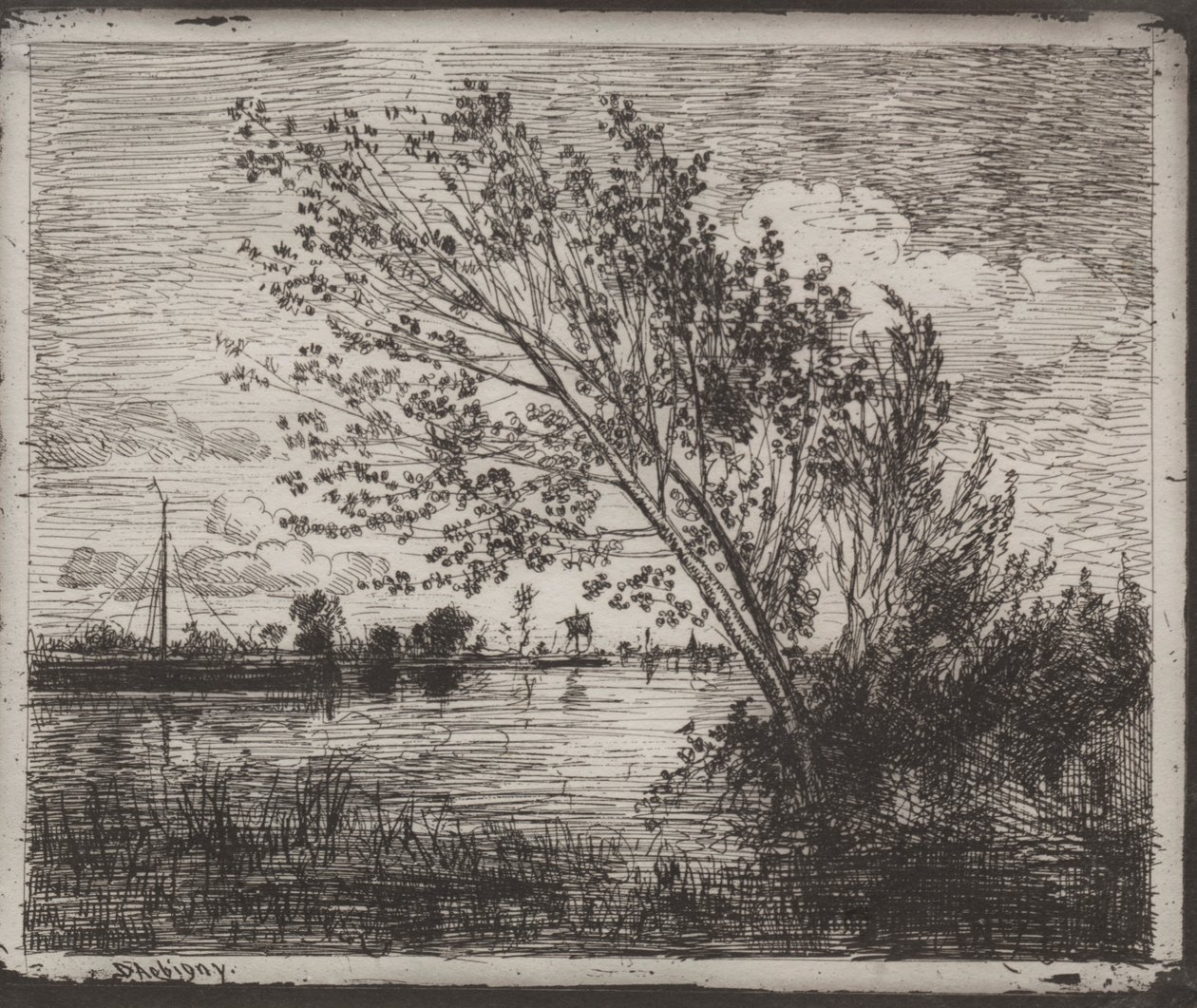 Leppärypäle, alkuperäinen jäljennös 1862, painettu 1921. tekijältä Charles Francois Daubigny