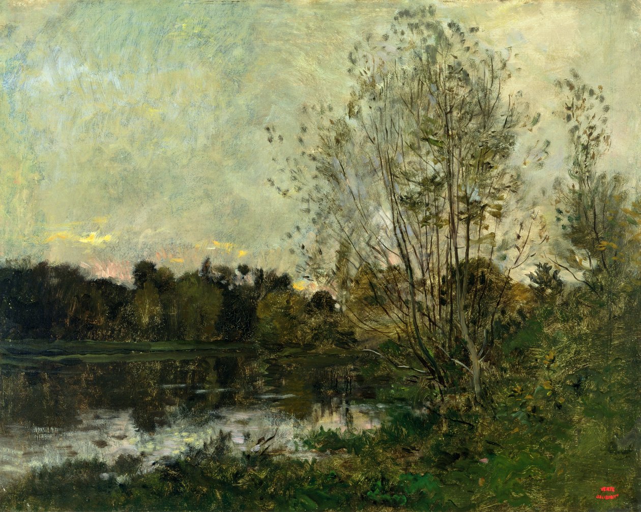 Järvi metsässä hämärässä, noin 1865 tekijältä Charles Francois Daubigny