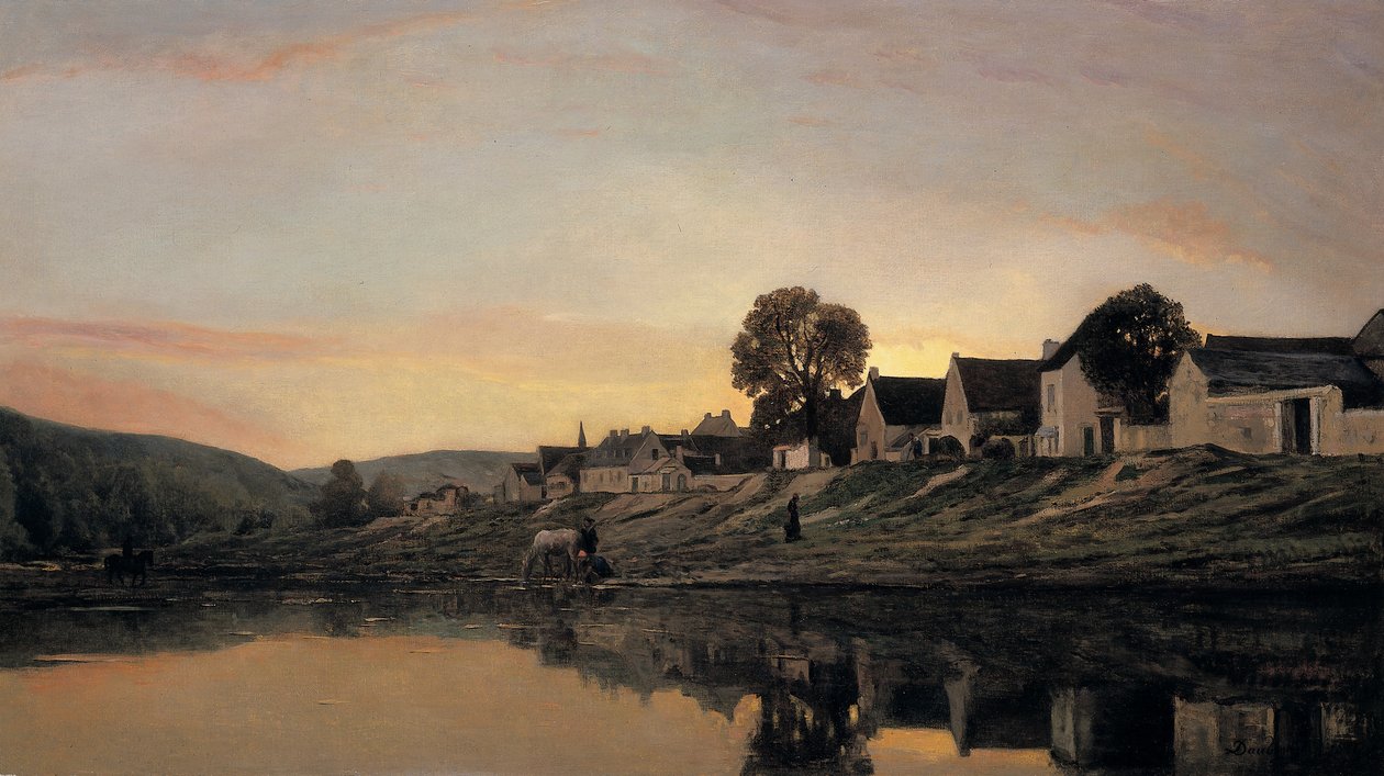 Kylä lähellä Bonnieresia, 1861 tekijältä Charles Francois Daubigny
