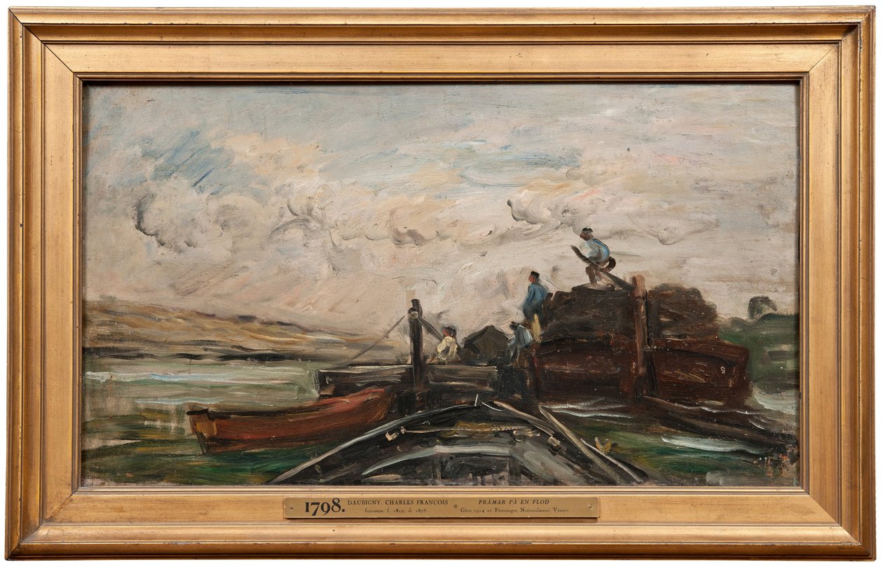 Lastkähne auf einem Fluss tekijältä Charles Francois Daubigny