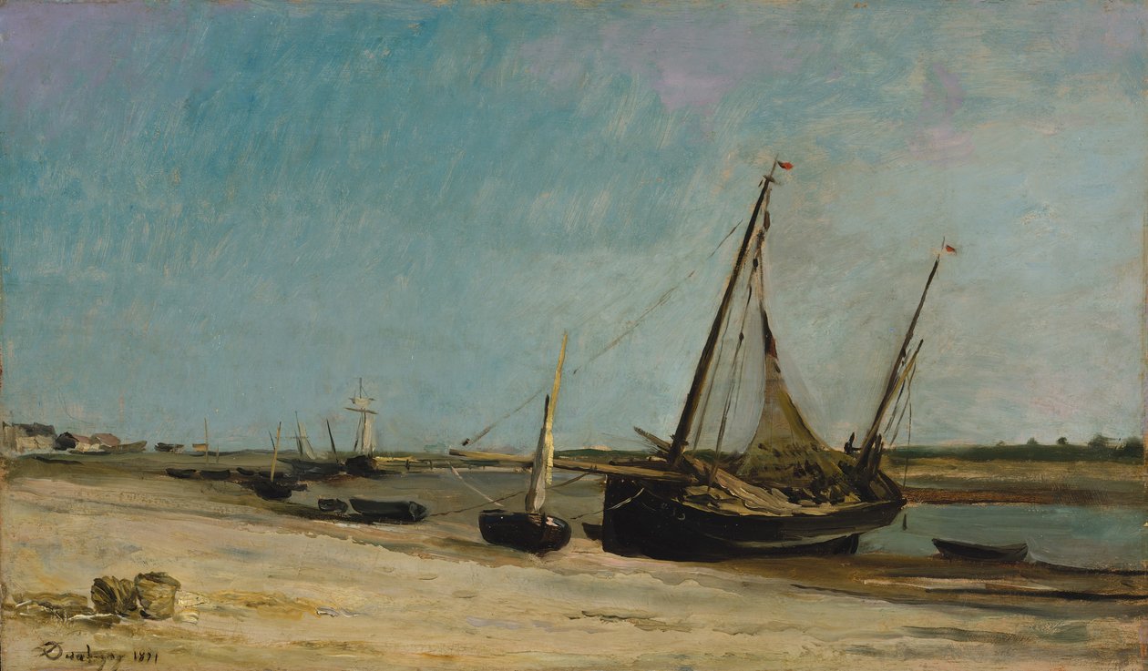Veneitä meren rannalla Étaplesissa, 1871. tekijältä Charles Francois Daubigny