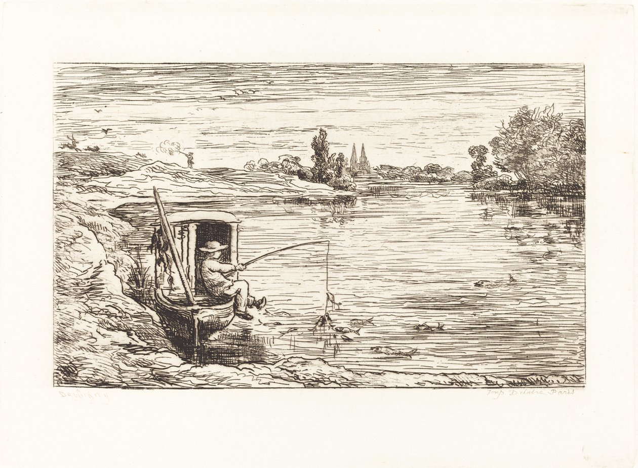 Cabin Boy Fishing (Le Mousse a la peche) tekijältä Charles Francois Daubigny