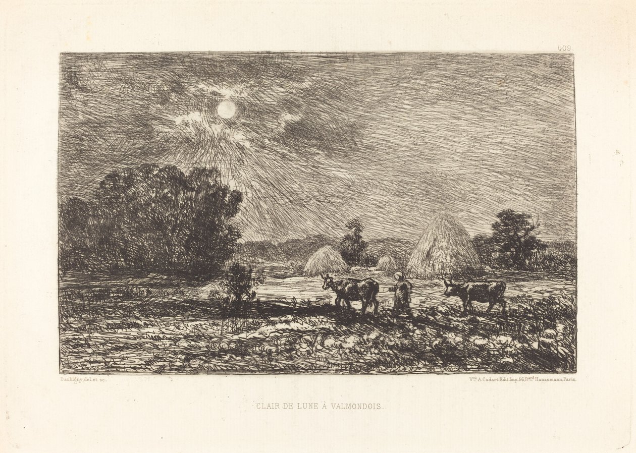 Moonlight at Valmondois (Moonlight at Valmondois) tekijältä Charles Francois Daubigny