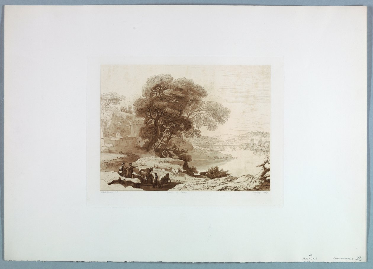 Piirros, maisema (Claude Lorrainen mukaan), 1849 tekijältä Charles Francois Daubigny