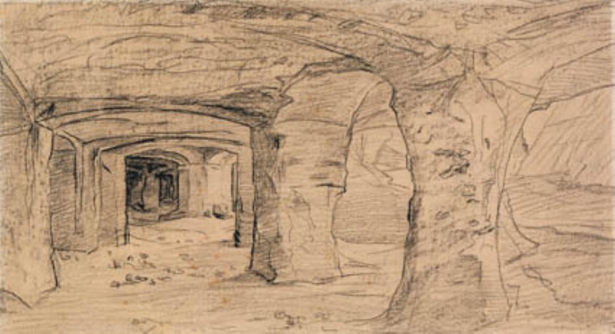 Kallioholvit Auvers-sur-Oisen louhoksessa. tekijältä Charles Francois Daubigny