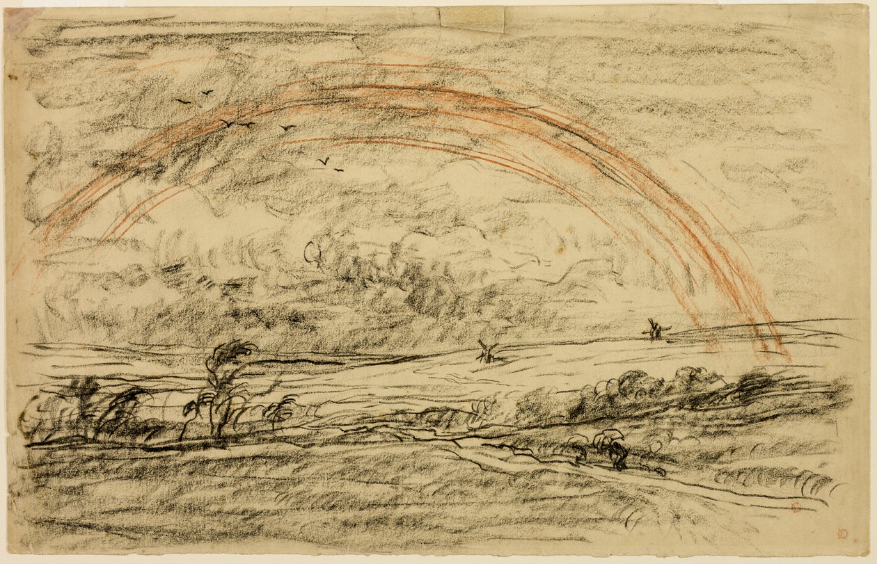 Maisema sateenkaaren kanssa tekijältä Charles Francois Daubigny