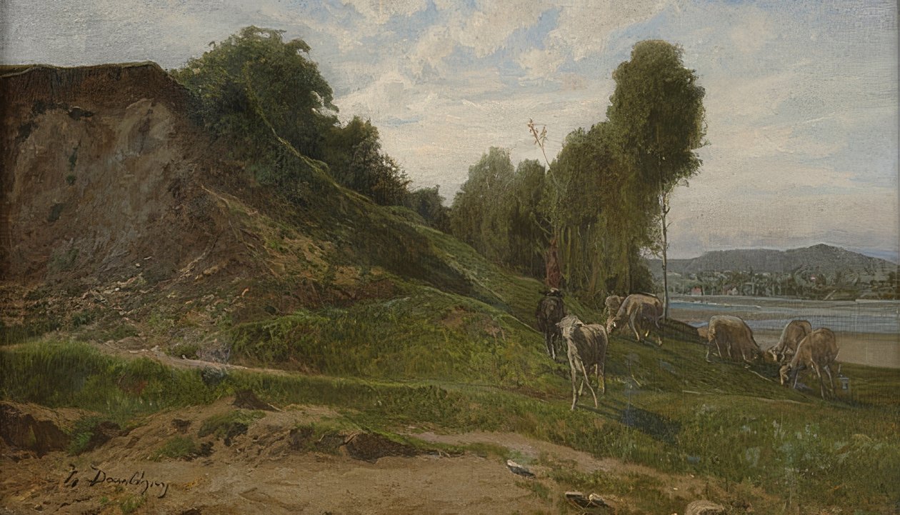 Maisema lampaiden kanssa. Noin 1855 tekijältä Charles Francois Daubigny