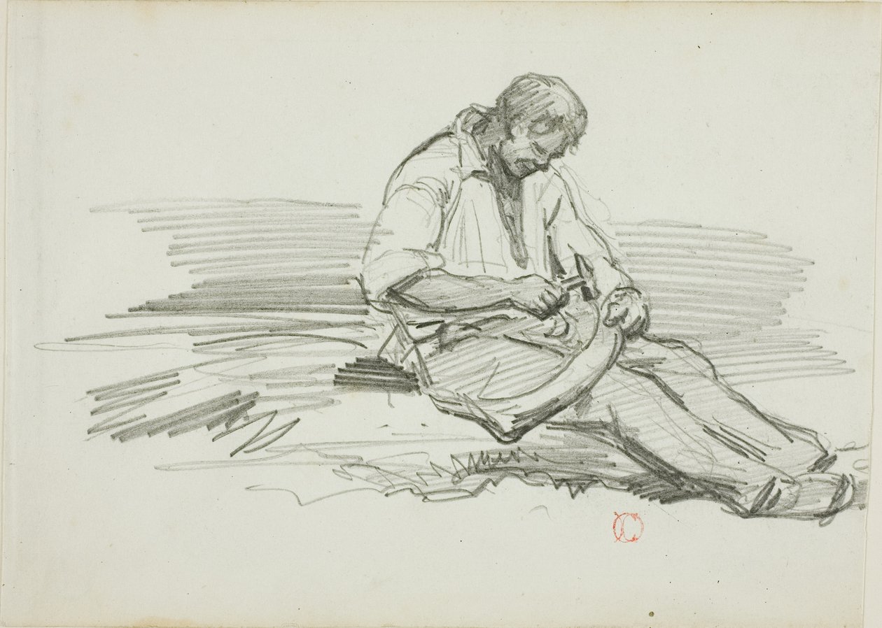 Mies korjaa viikate tekijältä Charles Francois Daubigny