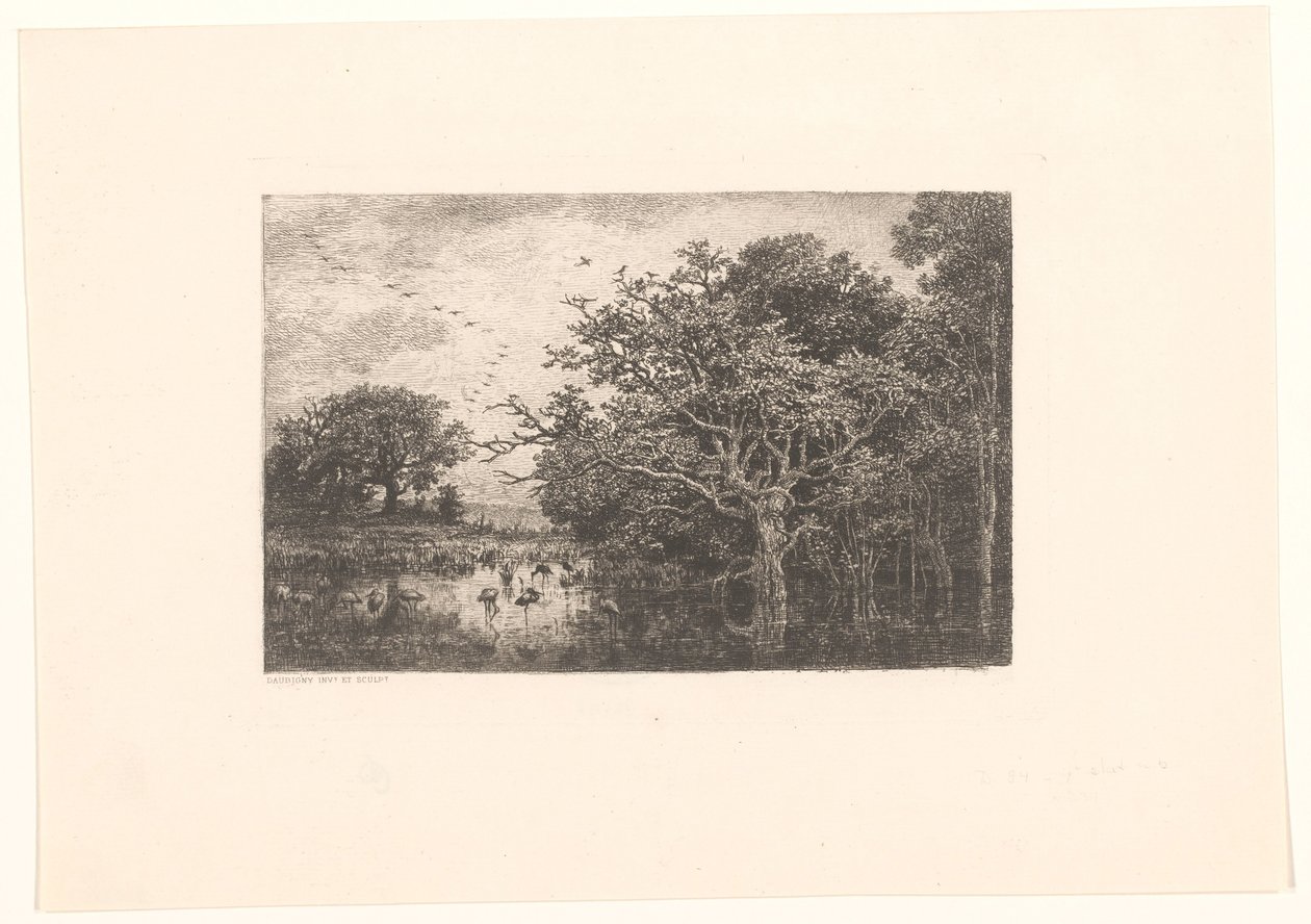 Moeras tapasi ooievaarsin Haikara suo tekijältä Charles Francois Daubigny