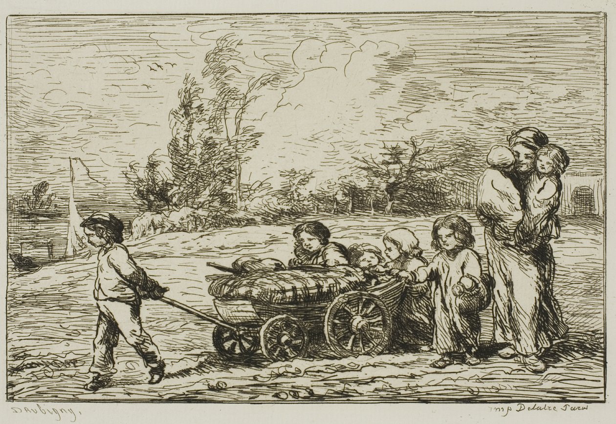 Muutto vaunuun (veneen sisustus) tekijältä Charles Francois Daubigny