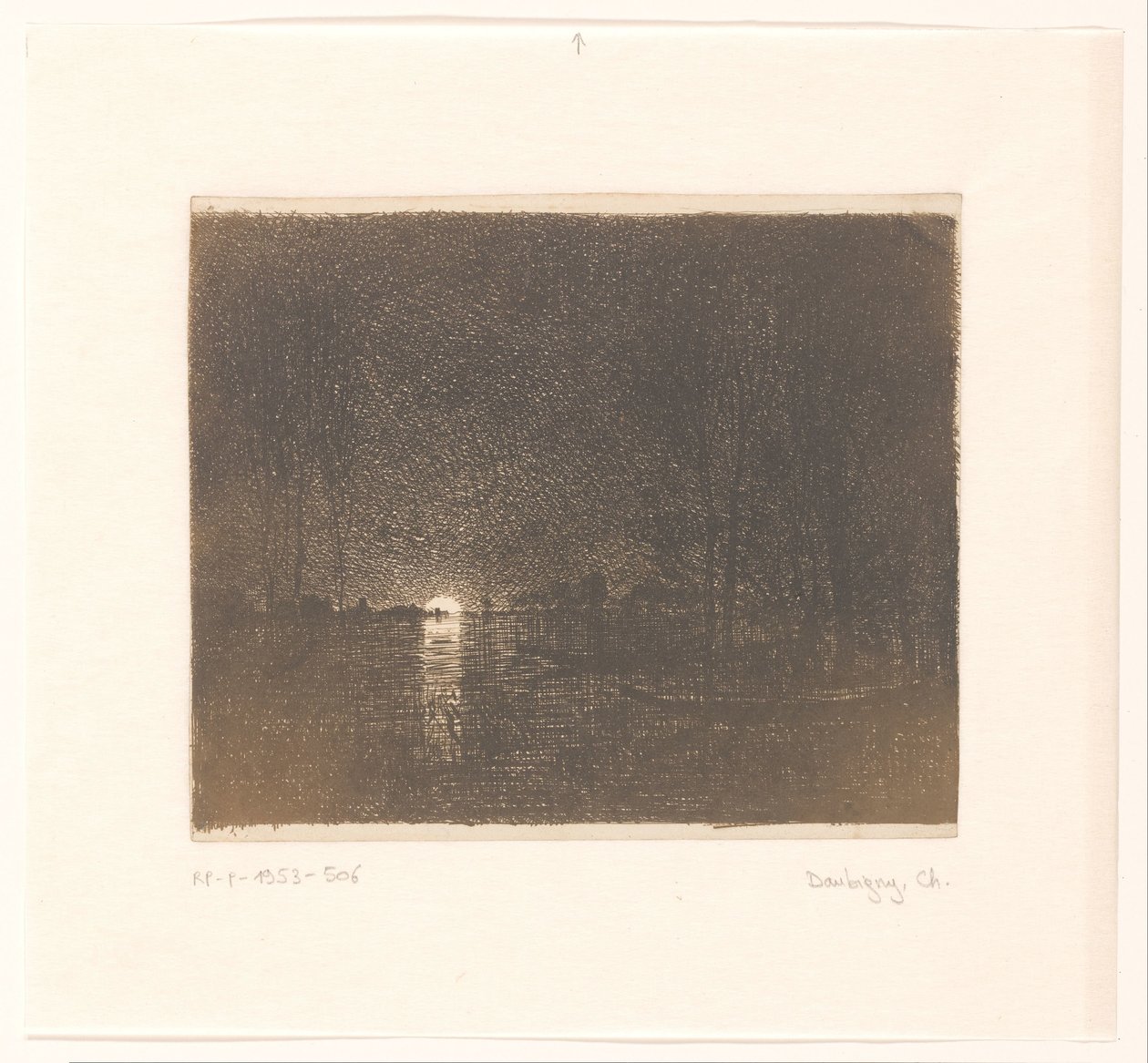 Yönäkymä järvelle Vaikuttaa yöllä tekijältä Charles Francois Daubigny