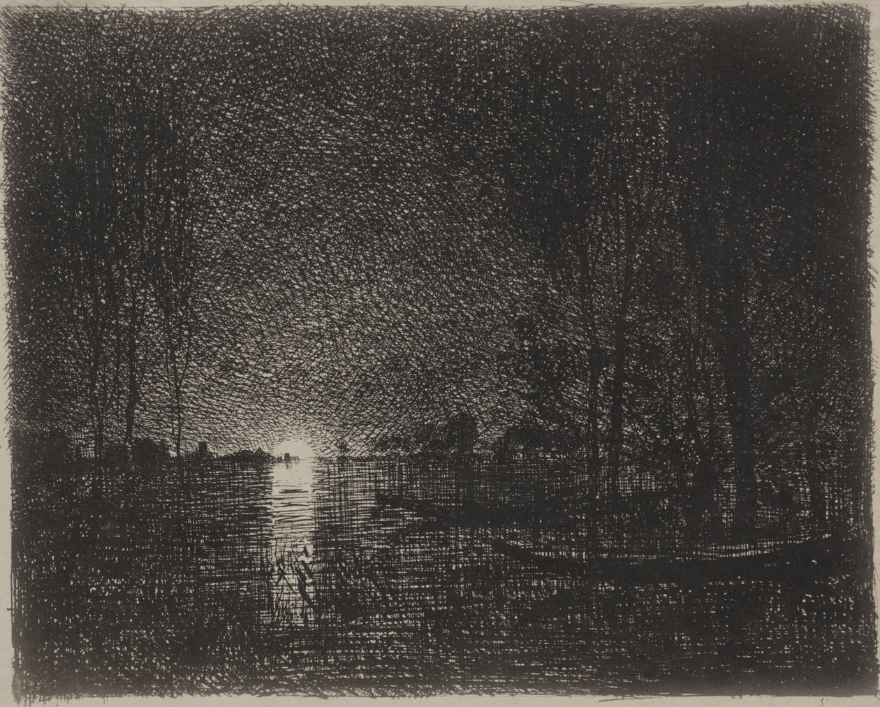 Yöpaita, alkuperäinen jäljennös 1862, painettu 1921. tekijältä Charles Francois Daubigny