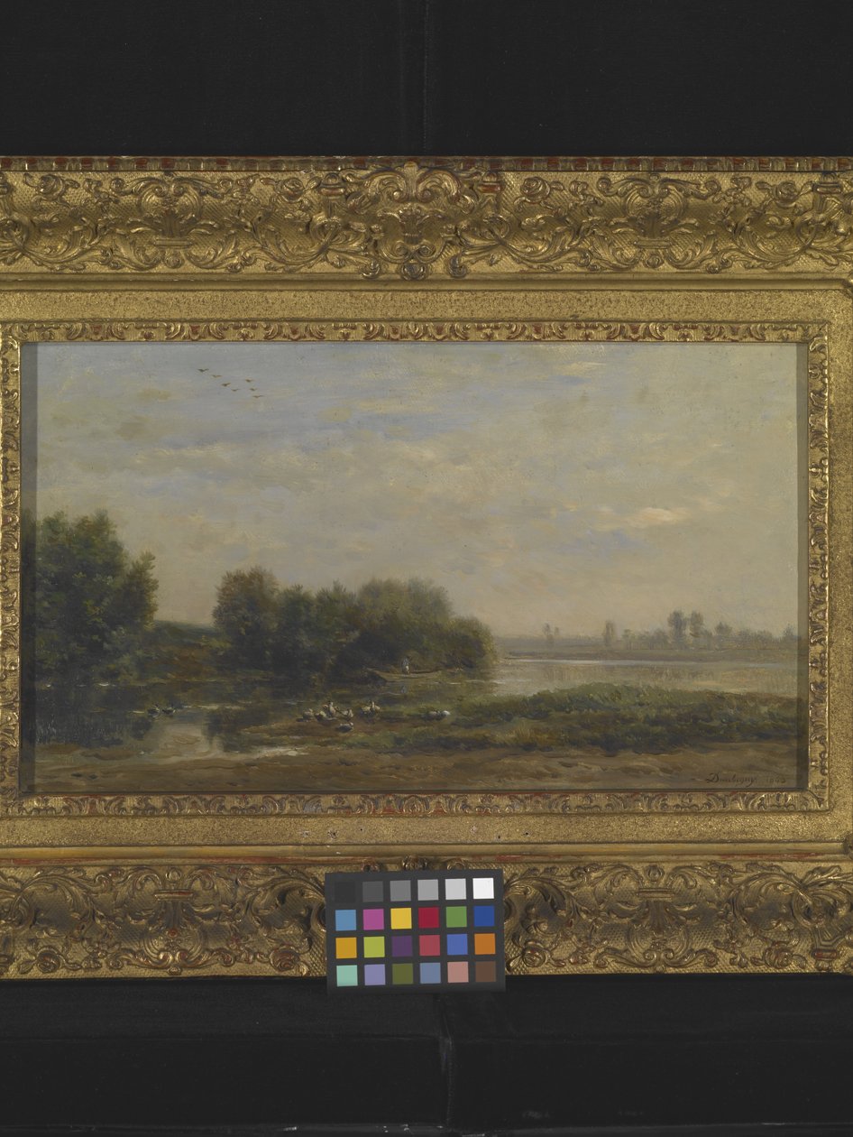 On The Oise (öljy puulle) tekijältä Charles Francois Daubigny