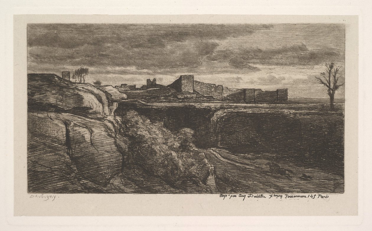 Crémieux Isèren linnan rauniot, 1850. tekijältä Charles Francois Daubigny