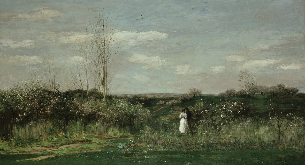 Kevätmaisema, 1862 tekijältä Charles Francois Daubigny