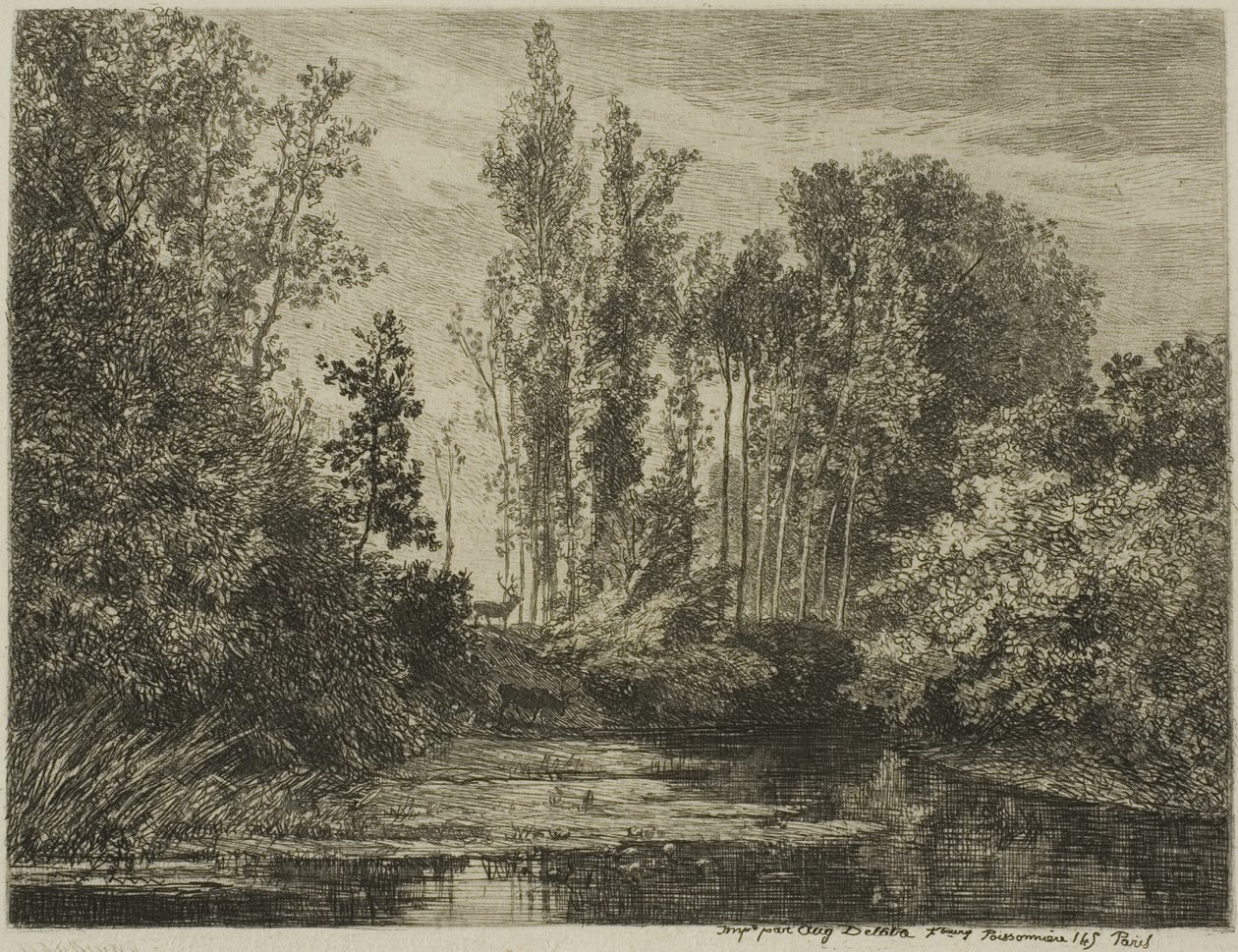 Hirvet veden äärellä tekijältä Charles Francois Daubigny