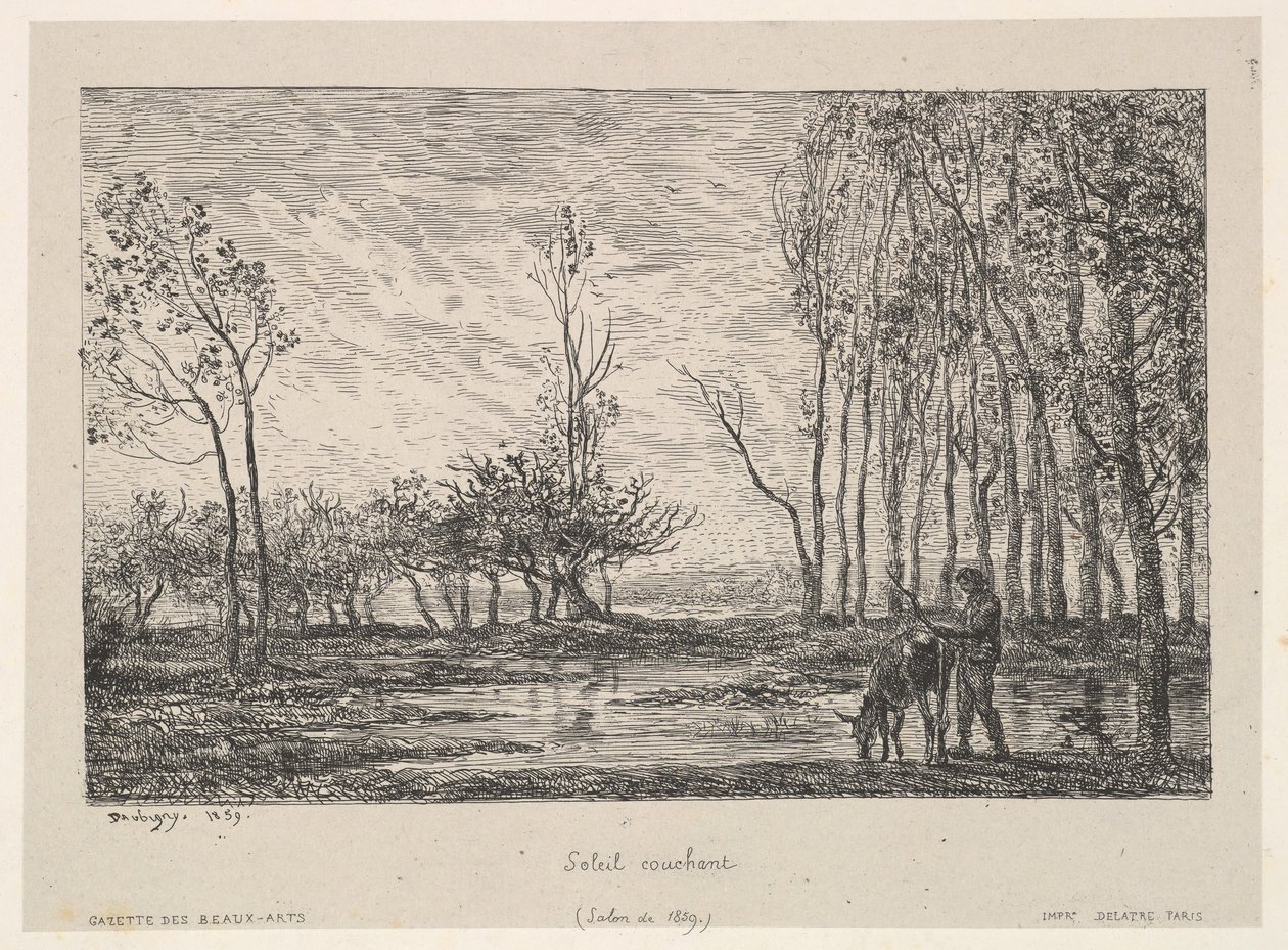 Auringonlasku, 1859. tekijältä Charles Francois Daubigny