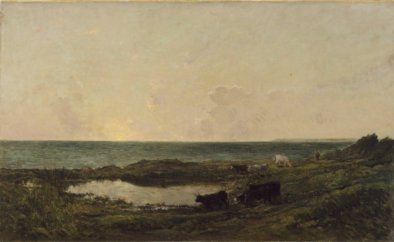 Auringonlasku Villervillen rannikolla tekijältä Charles Francois Daubigny