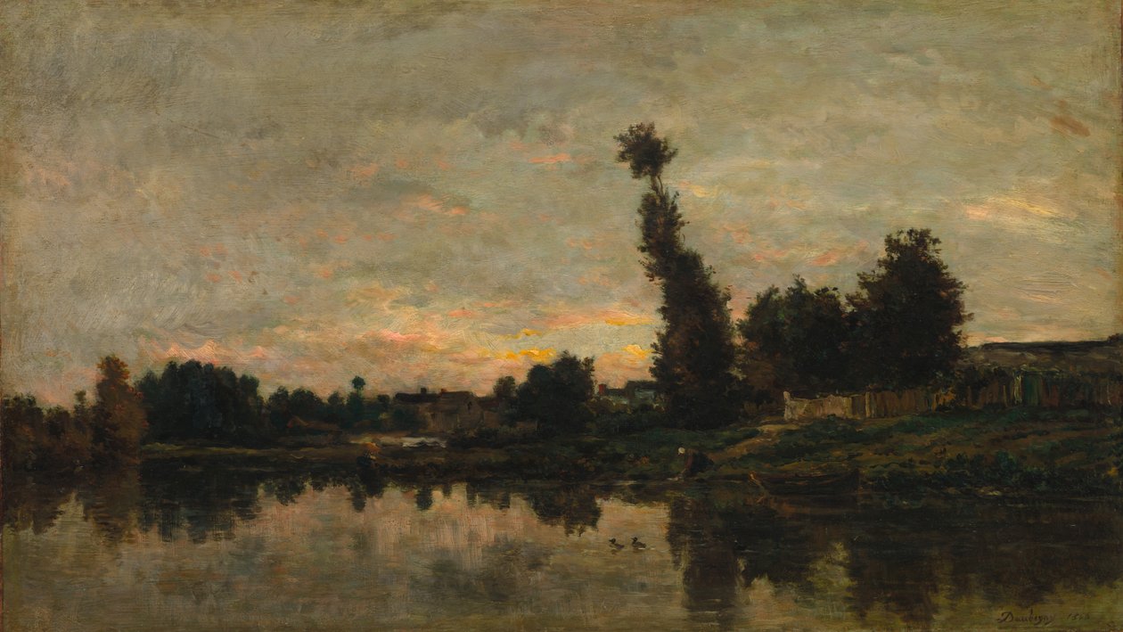 Auringonlasku Oise-joella tekijältä Charles Francois Daubigny