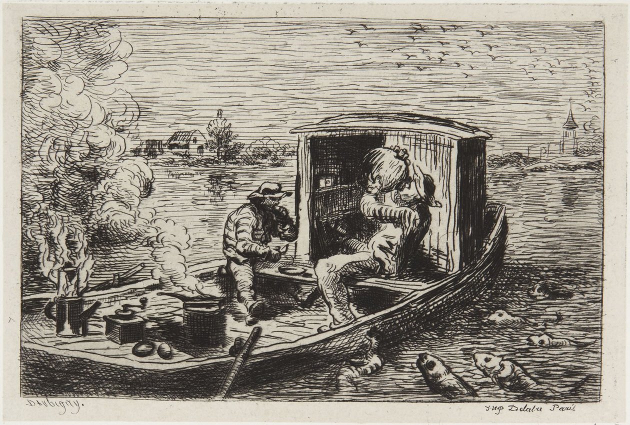 Ateriaa nielemässä tekijältä Charles Francois Daubigny