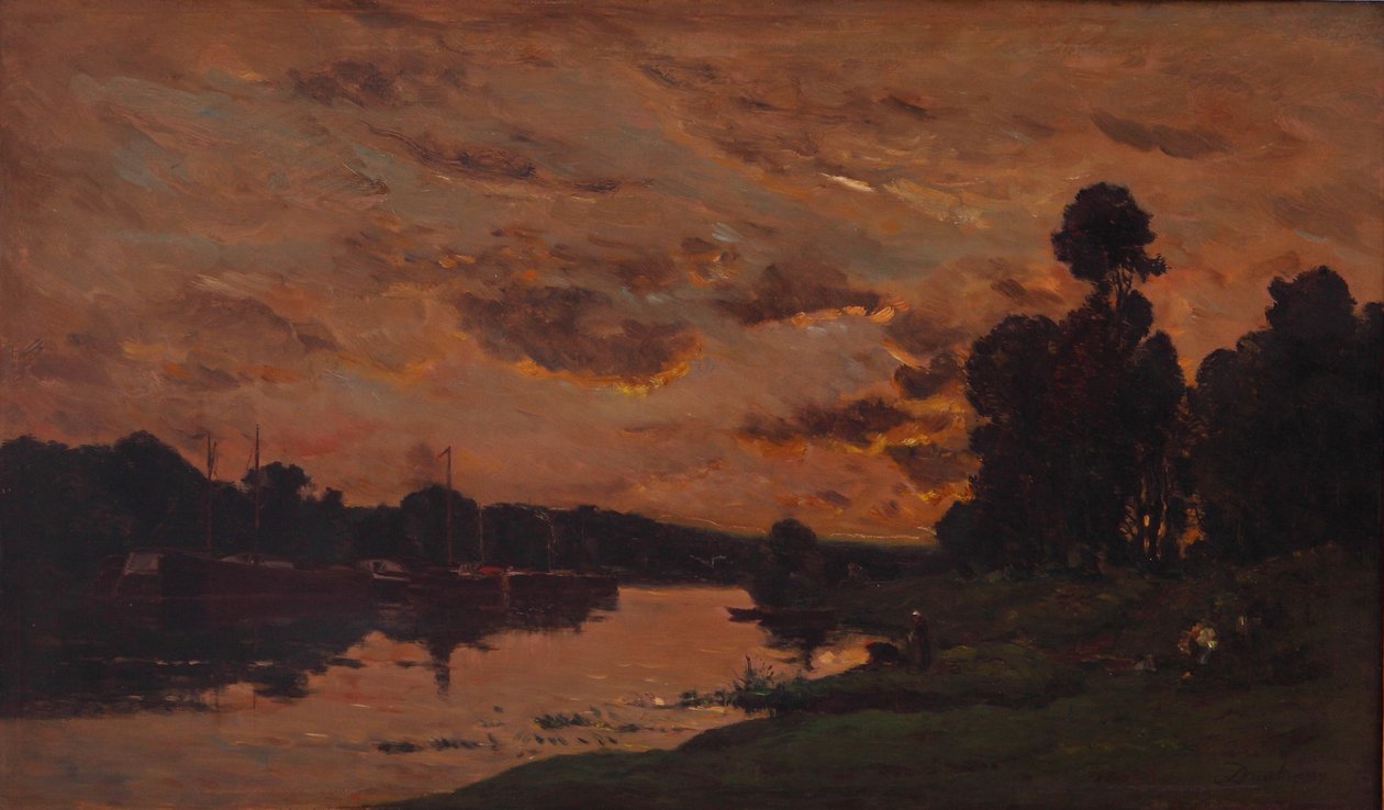 The Afternoon (öljy paneelissa) tekijältä Charles Francois Daubigny