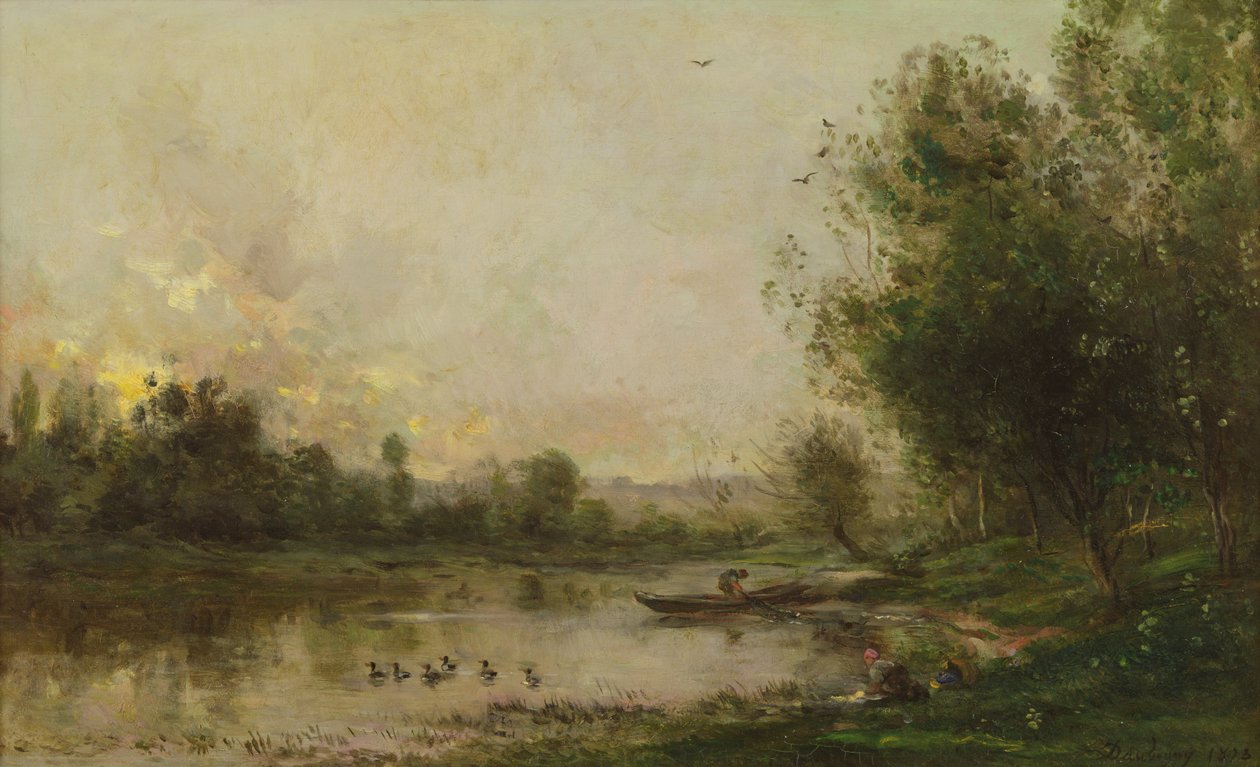The Banks of the Oise, 1873 tekijältä Charles Francois Daubigny