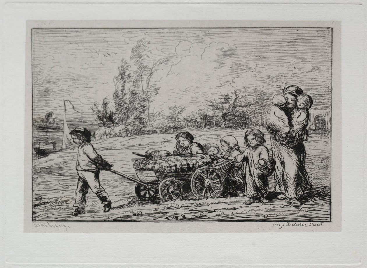 Veneretki: muutto Le Botiniin The Ships -kalusteet tai muutto veneeseen, 1861. tekijältä Charles Francois Daubigny