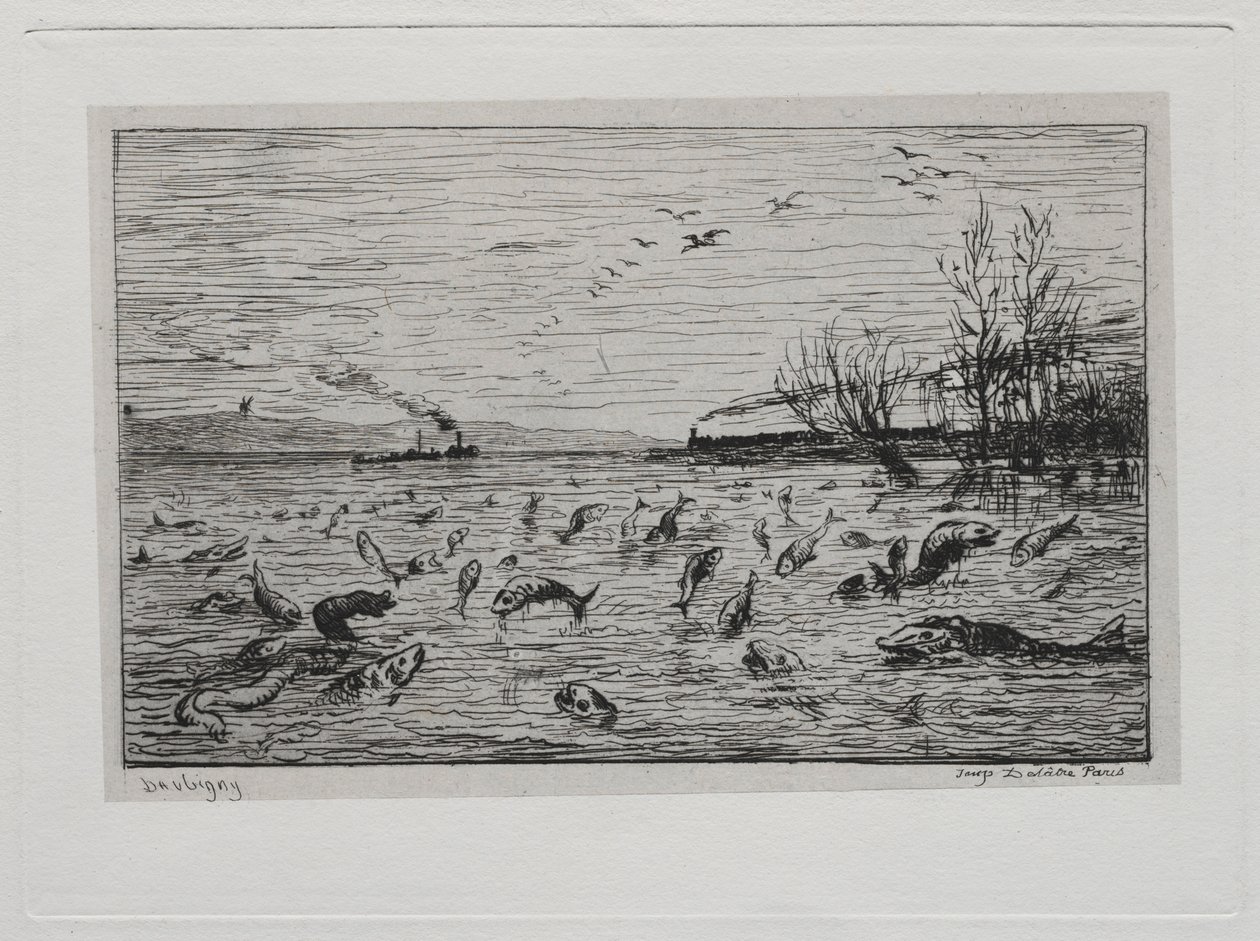 Veneretki: Kalojen iloitseminen mökkipoika The Fishin lähdön yhteydessä, 1861. tekijältä Charles Francois Daubigny