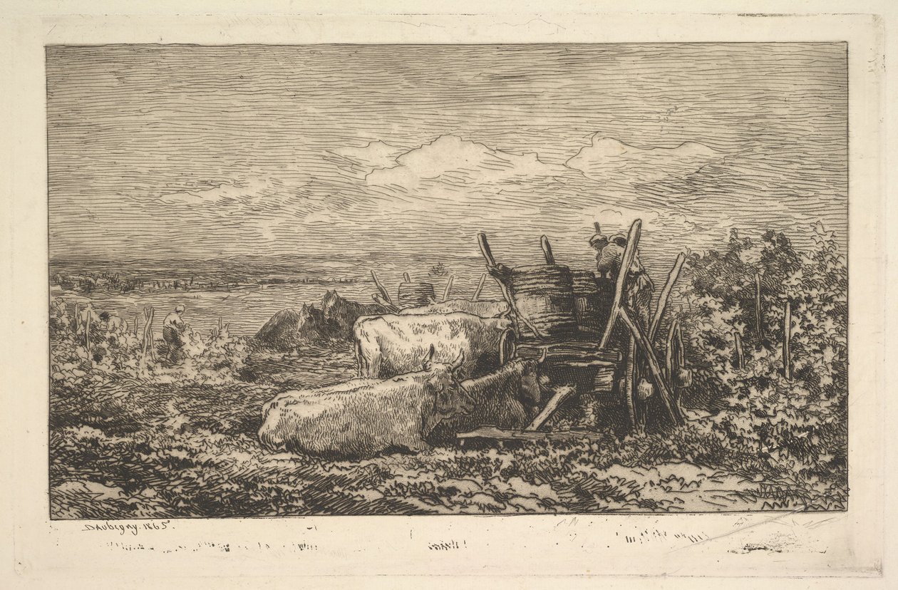 Morvanin sadonkorjuumuisto, 1865. tekijältä Charles Francois Daubigny