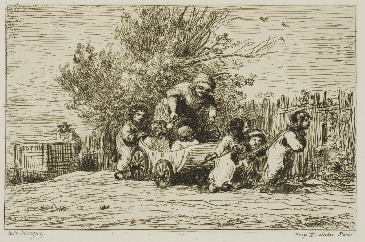 The Heritage of the Wagon (Lapset vaunun kanssa) tekijältä Charles Francois Daubigny