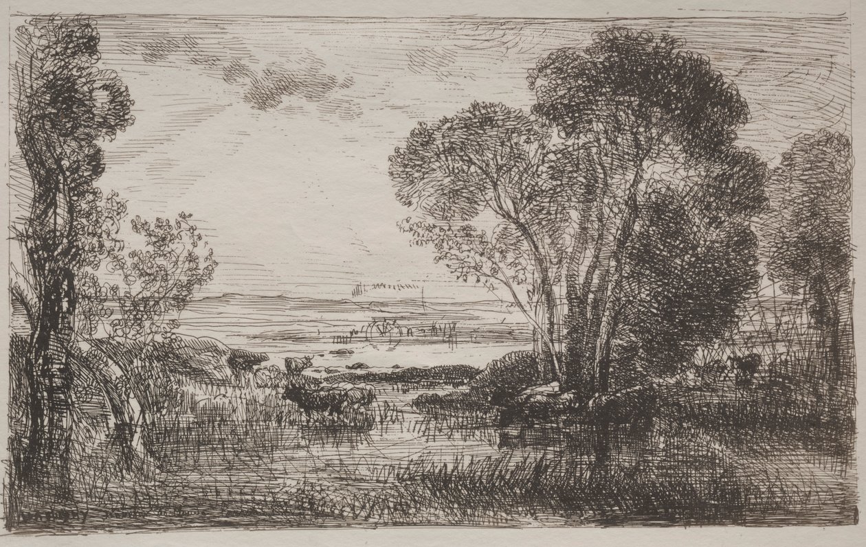 Hydraulikone, alkuperäinen jäljennös 1862, painettu 1921. tekijältä Charles Francois Daubigny