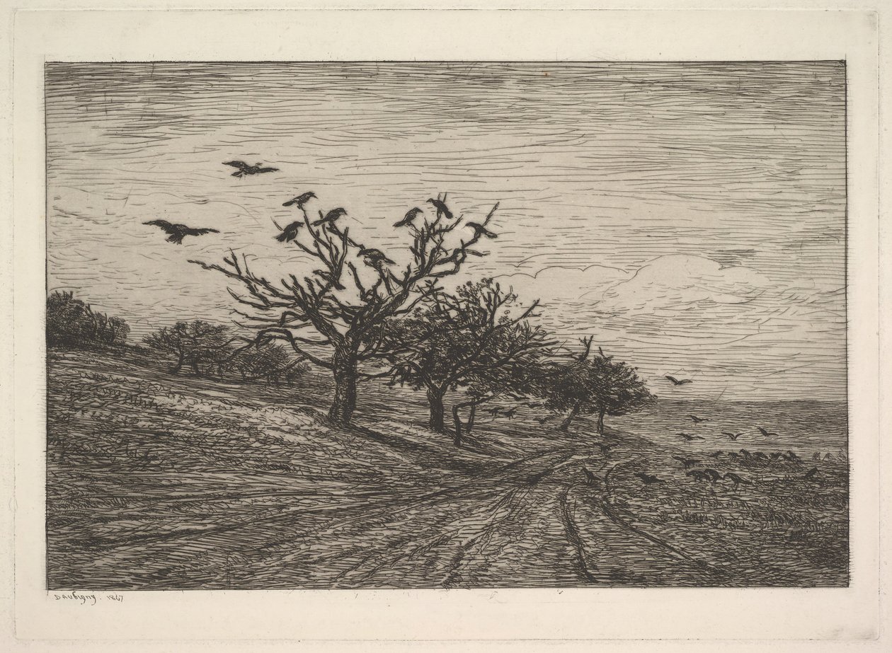Puu täynnä varisia, 1867. tekijältä Charles Francois Daubigny
