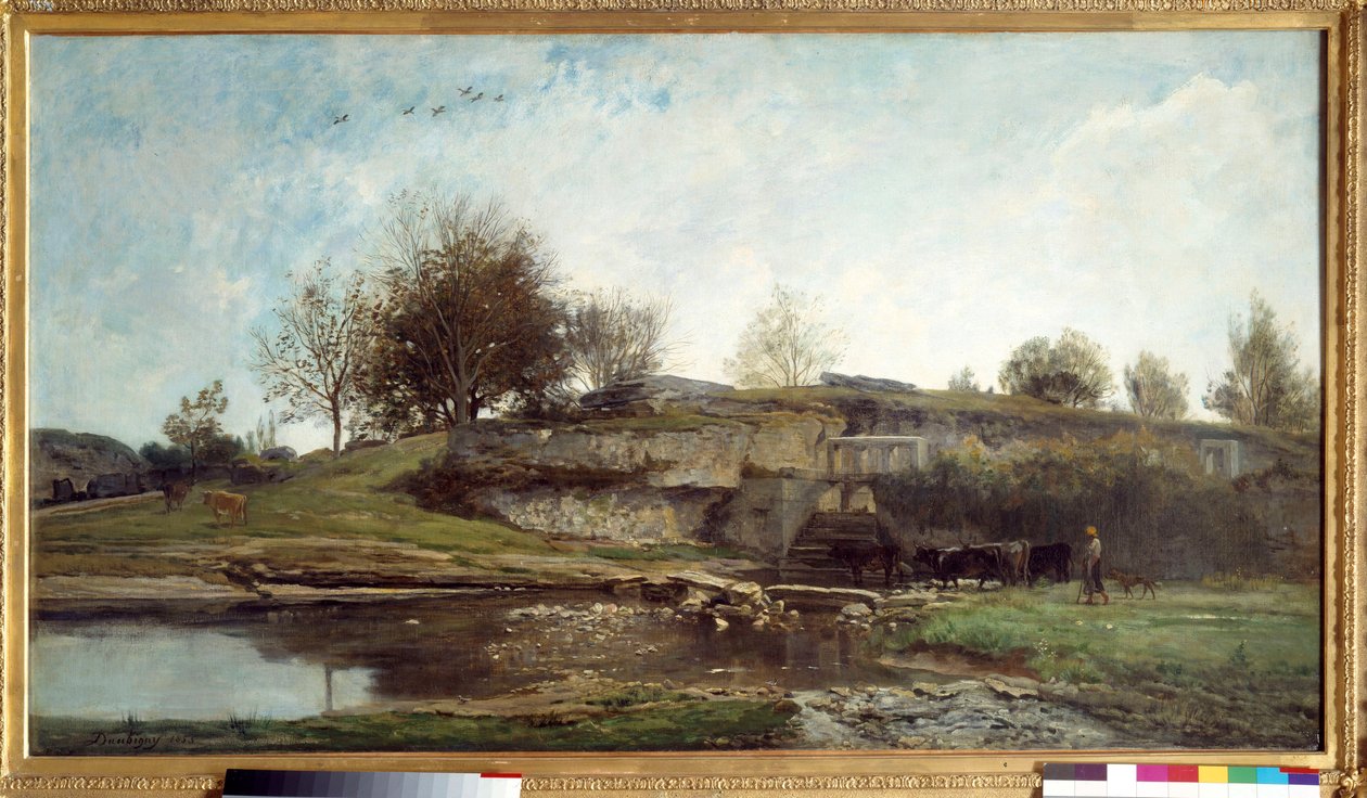 Charles Francois Daubignyn Optevozin maalauksen lukosta katsottuna tekijältä Charles Francois Daubigny