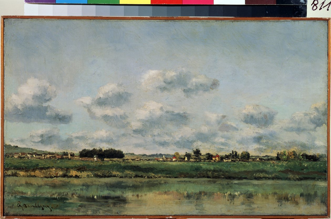 ""Loingin rannat Seine-et-Marnessa (Seine et Marne)"" (Loingin pankit) Charles Francois Daubignyn (1817-1878) maalaus 1858-1859 Mitat 25x41 cm Eremitaaši, Pietari (Saint. PIETERI) tekijältä Charles Francois Daubigny