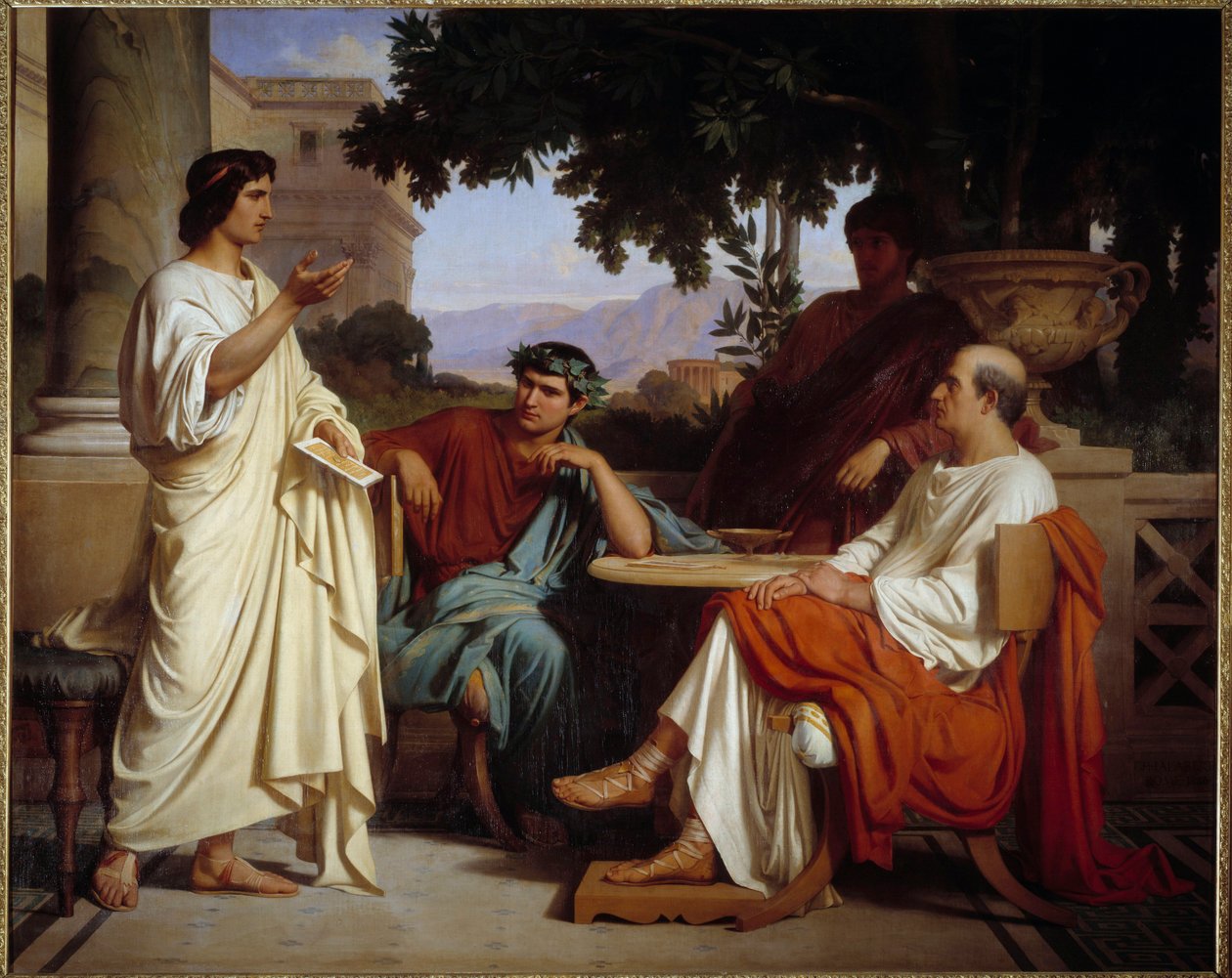 Vergilius, Horatius ja Varius Mecenessa Charles Francois Jalabertin (1819-1901) maalaus 1846 Nimes, Kuvataidemuseo - Vergilius, Horatius ja Varius Mecenen kodissa. Charles Francois Jalabertin (1819-1901) maalaus 1846. Museum of Fine Arts, Nimes, Ranska tekijältä Charles François Jalabert